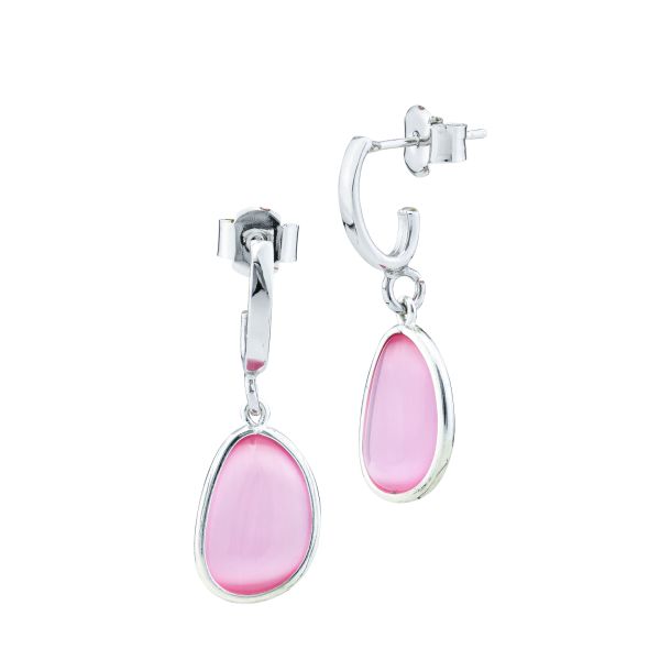 Orecchini a cerchio con cristallo rosa baby