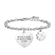 BRACCIALE DONNA IN ACCIAIO METTICI IL CUORE AL RESTO CI PENSA LA VITA