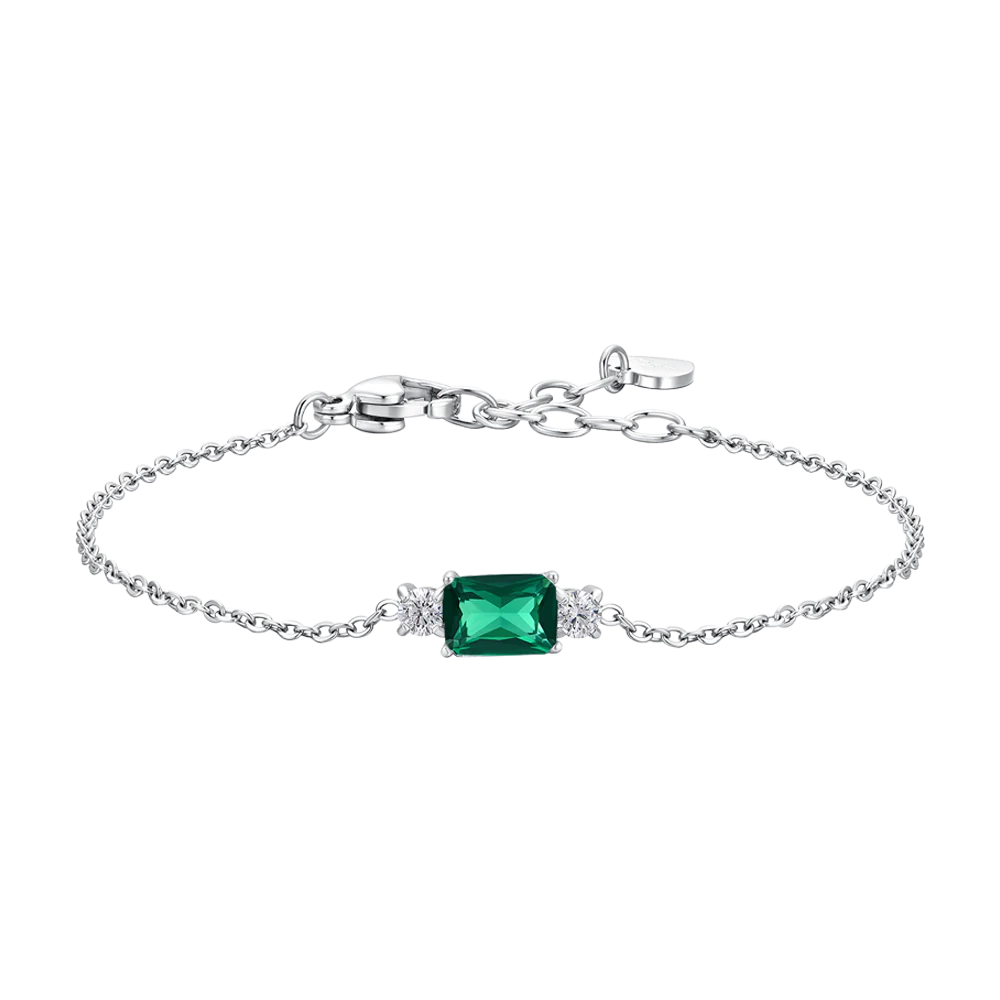 BRACCIALE DONNA IN ACCIAIO CON ZIRCONI VERDE E BIANCHI