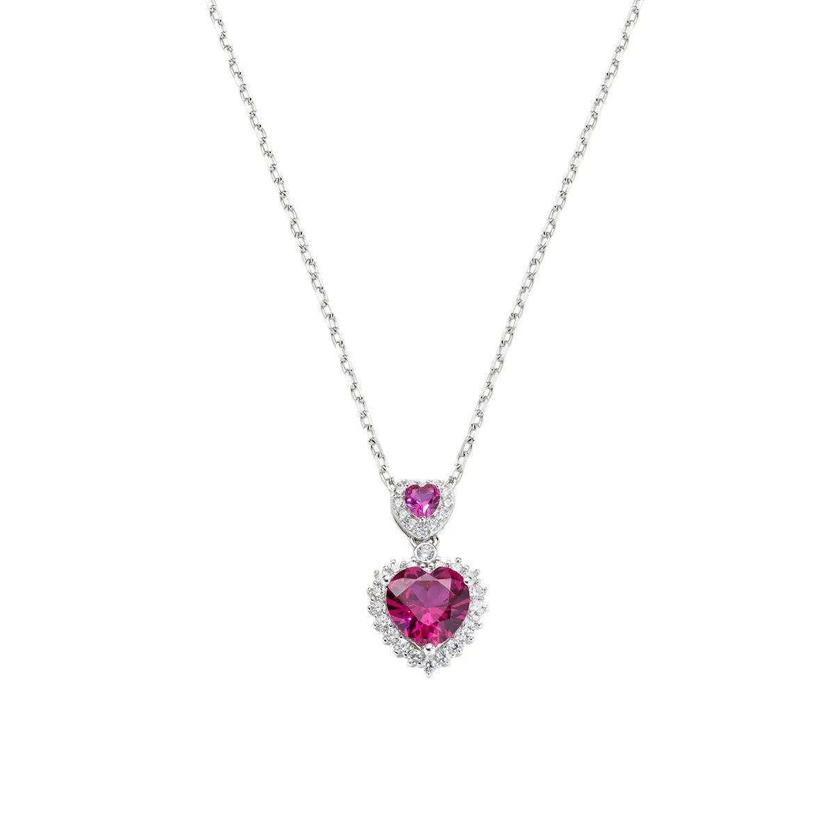 Collana con Due Cuori Rossi