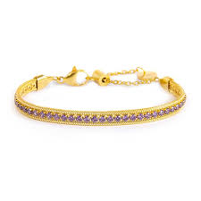 Bracciale tennis zirconi baguette catena snake squadrata GIALLO