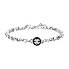 BRACCIALE UOMO IN ACCIAIO CON QUADRIFOGLIO