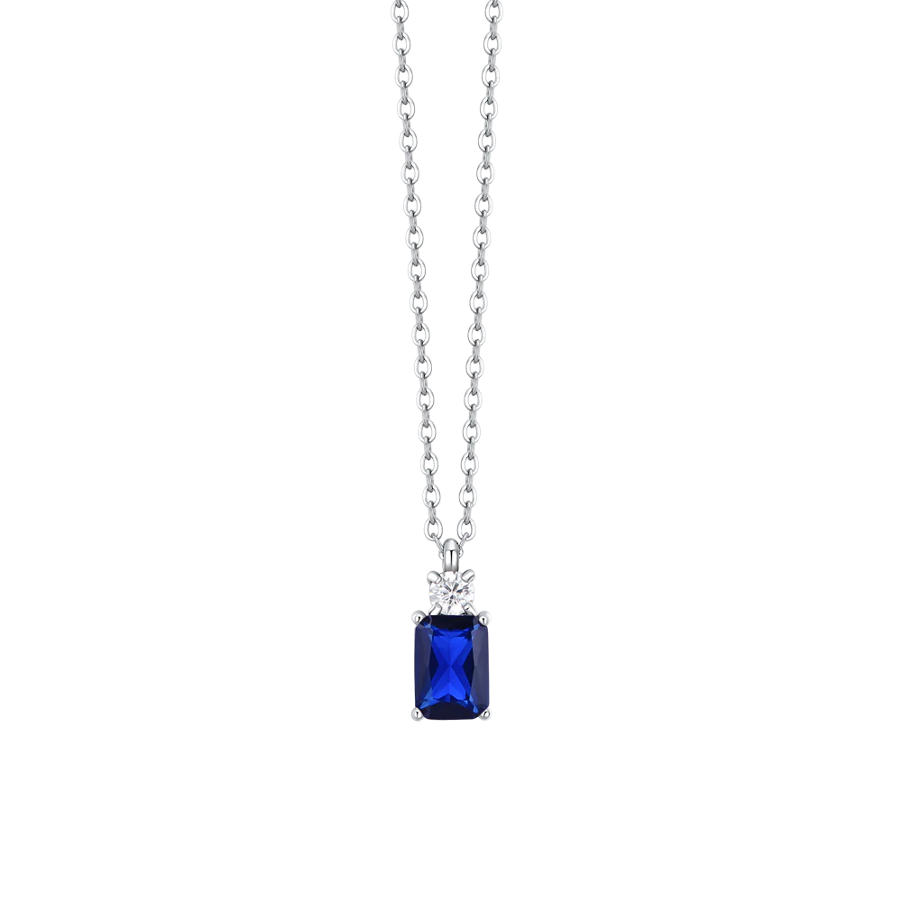 COLLANA DONNA IN ACCIAIO CON ZIRCONI BLU E BIANCO