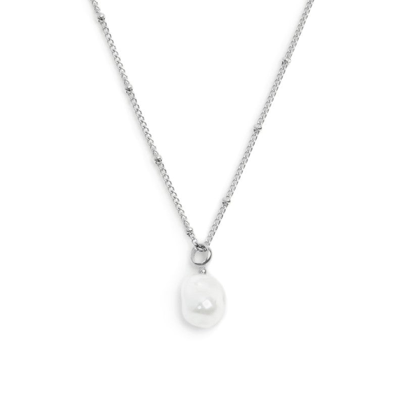 COLLANA CATENA GRUMETTA CON PERLA BIANCA