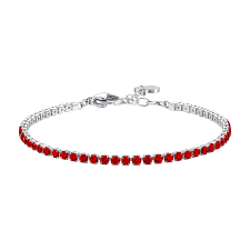 BRACCIALE TENNIS DONNA IN ACCIAIO CON ZIRCONI ROSSI