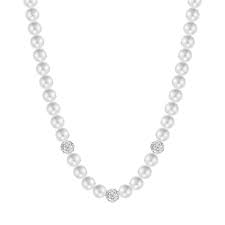 COLLANA DI PERLE DONNA CON CRISTALLI BIANCHI