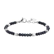 BRACCIALE BAMBINO ACCIAO CON PIETRE NERE