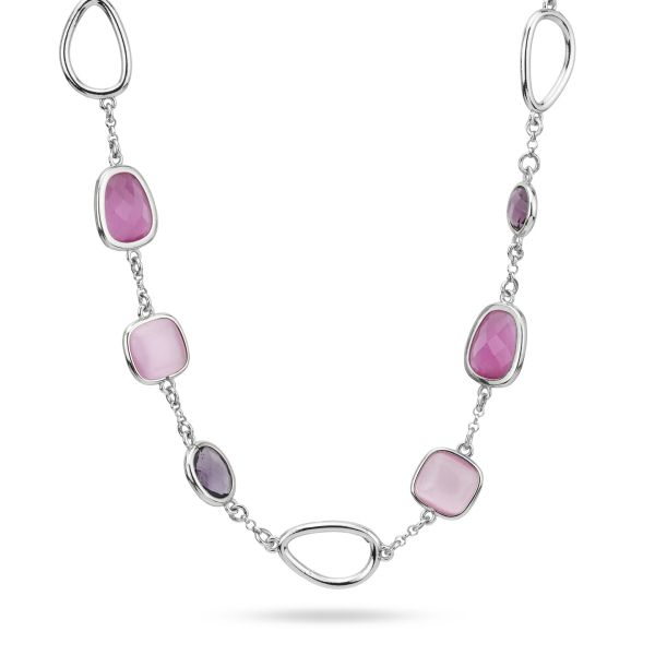 Girocollo con cristalli di colore ametista, rosa shocking, rosa chiaro