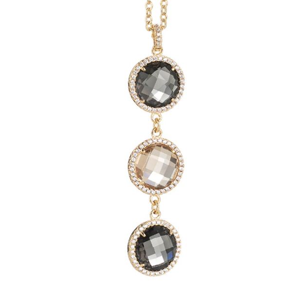 Vai all'inizio della galleria di immagini Collana con pendente in cristallo champagne, smoky quartz e zirconi