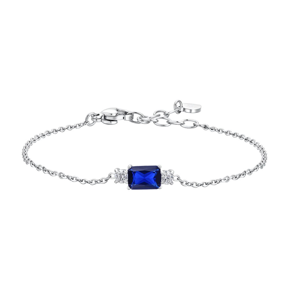 BRACCIALE DONNA IN ACCIAIO CON ZIRCONI BLU E BIANCHI