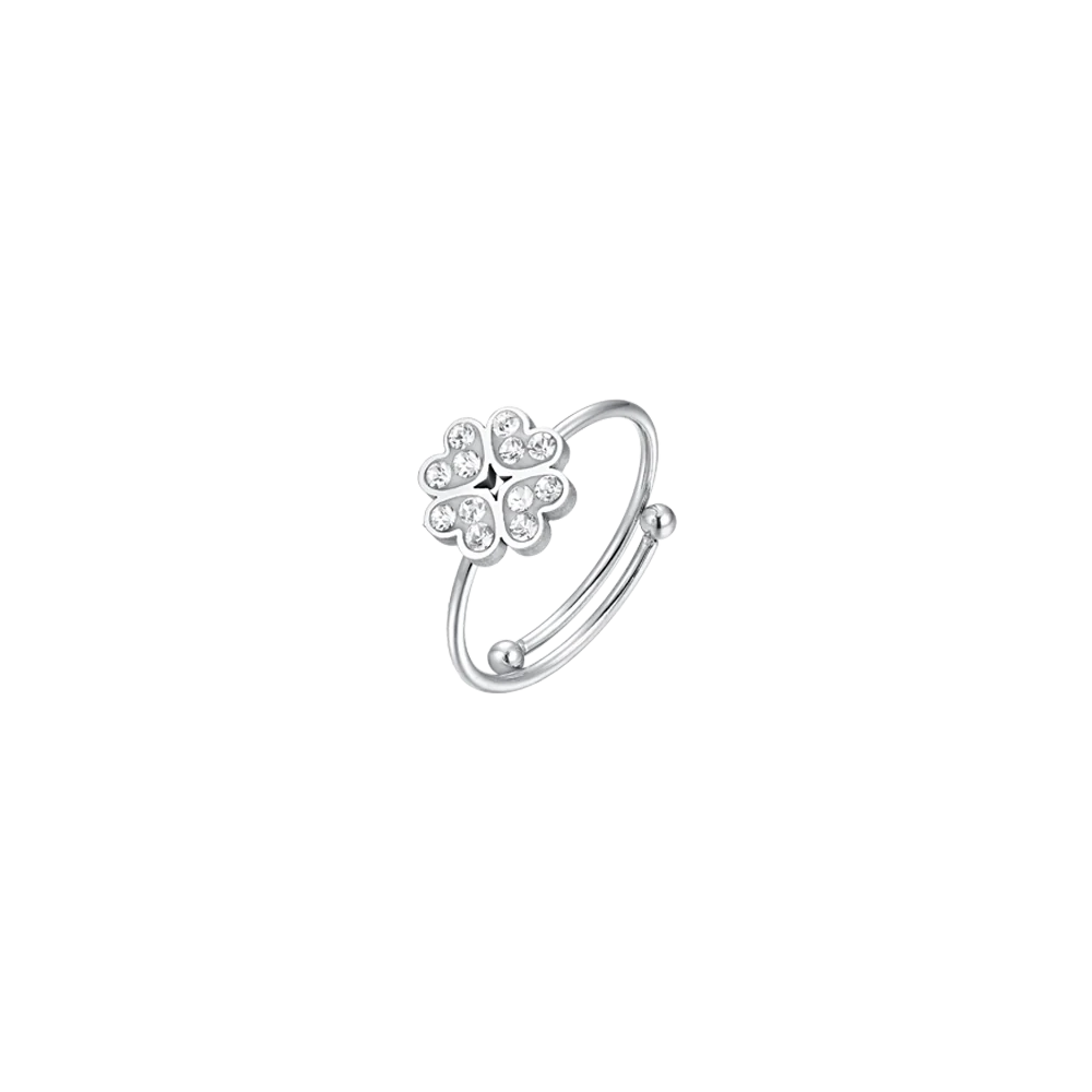 ANELLO BAMBINA IN ACCIAIO CON QUADRIFOGLIO