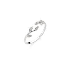Anello Foglie d'Olivo con Zirconi