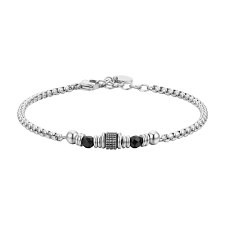 BRACCIALE UOMO IN ACCIAIO AGATA NERA ED ELEMENTI