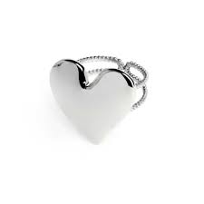Anello doppia fascia con cuore irregolare martellato