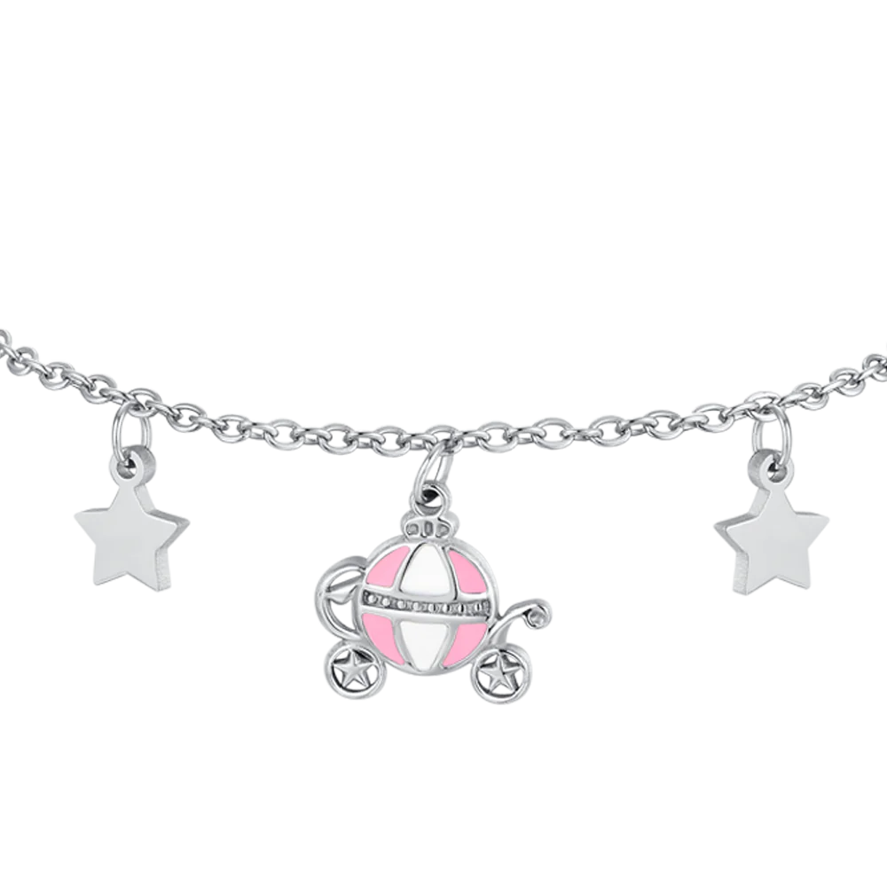BRACCIALE BAMBINA IN ACCIAIO CON CARROZZA