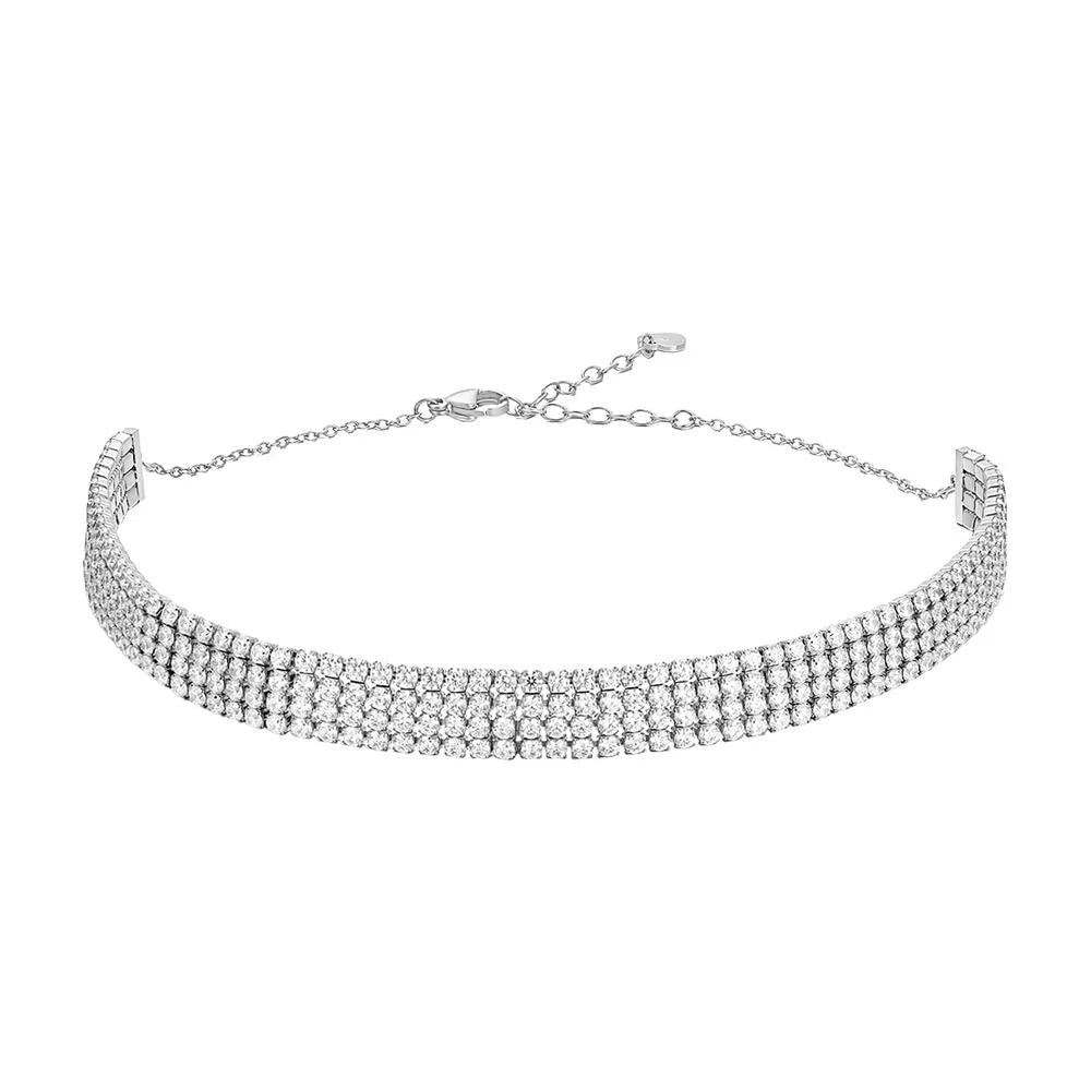 Luca Barra Choker Tennis Acciaio Zirconi Bianchi