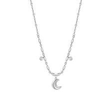 COLLANA DONNA IN ACCIAIO CON LUNA E ZIRCONI BIANCHI