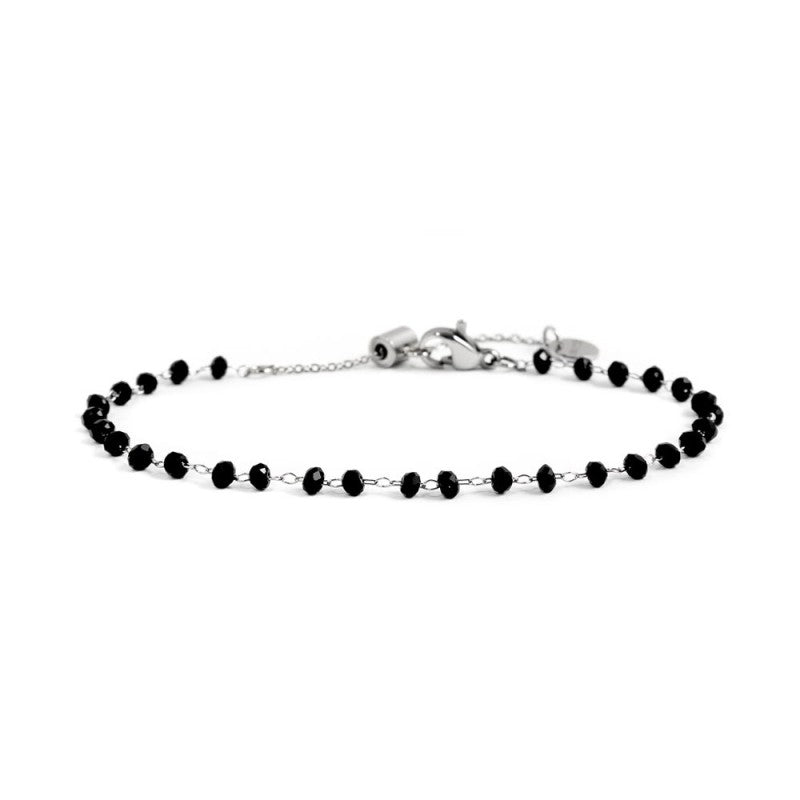 Bracciale cristalli sfaccettati NERO (BASE BIANCA )