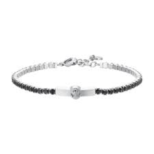BRACCIALE TENNIS UOMO ANCORA E ZIRCONI NERI