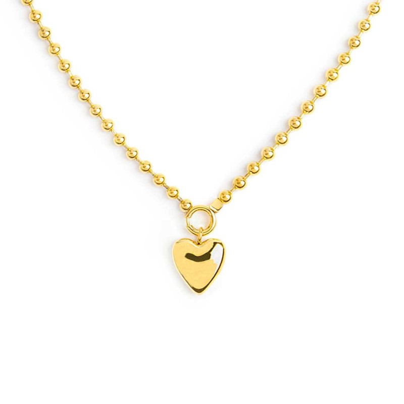 Collana catena a sfere con cuore GOLD