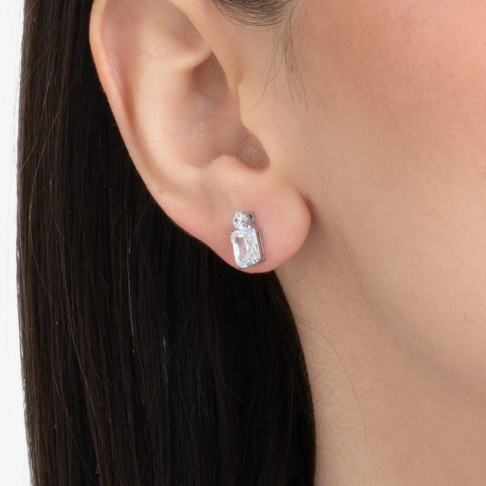 ORECCHINI DONNA IN ACCIAIO CON ZIRCONI BIANCHI