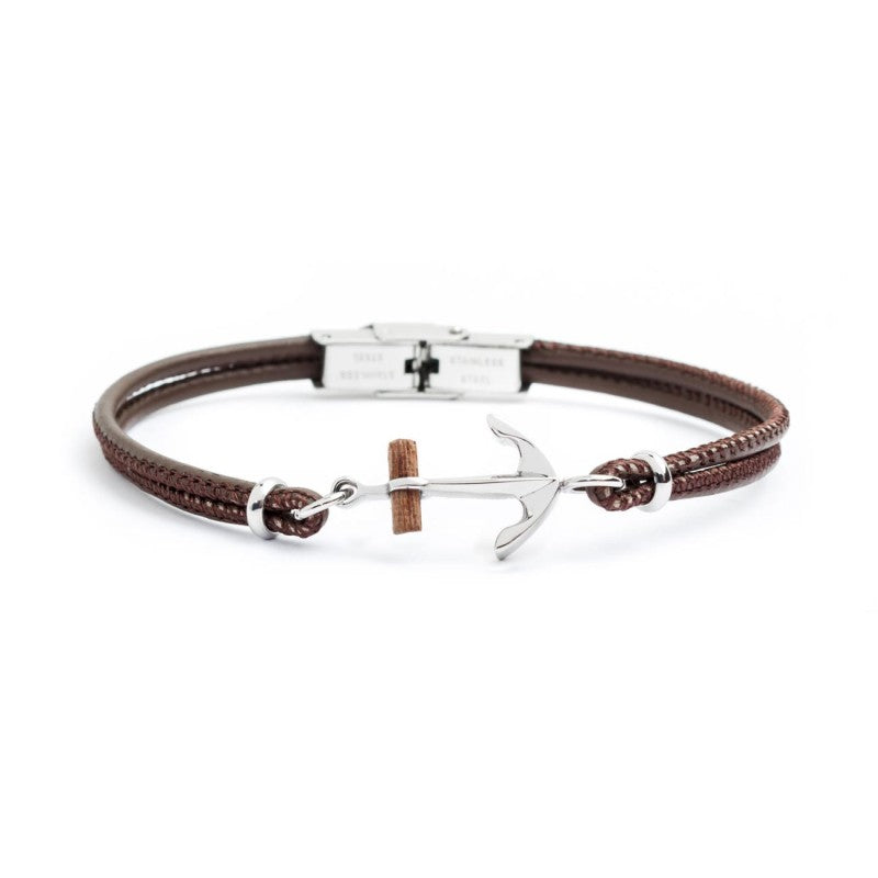 Bracciale in pelle con ancora