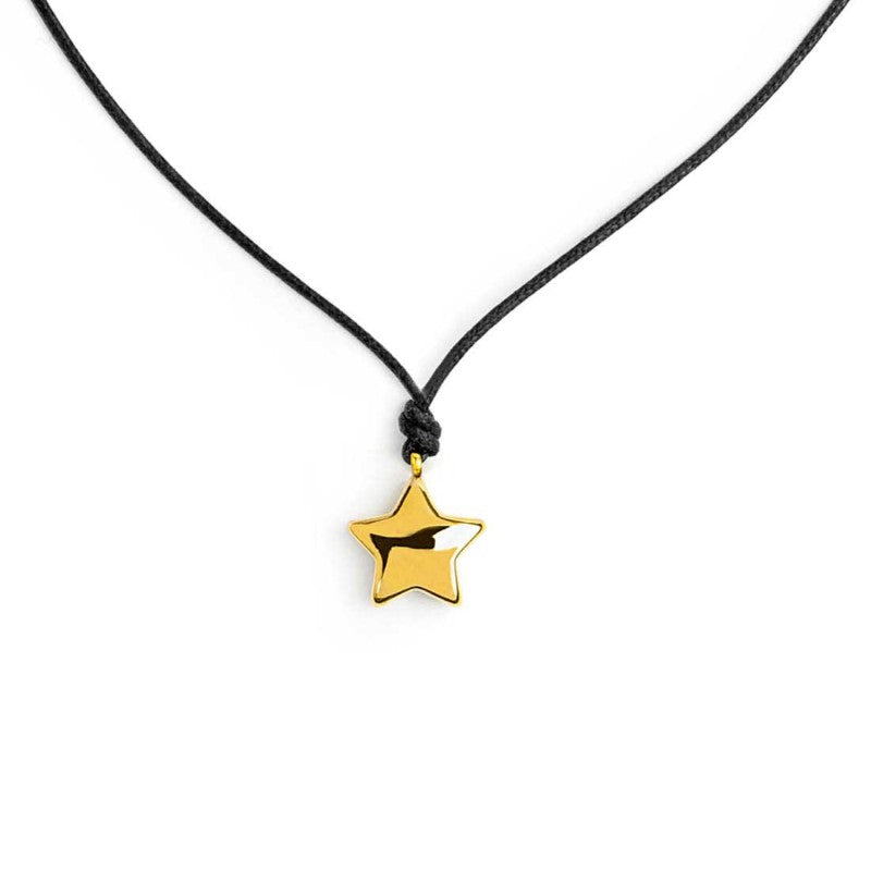 Collana cordino NERO con stella GIALLO