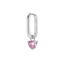 MONO ORECCHINO CERCHIO CON CUORE ROSA