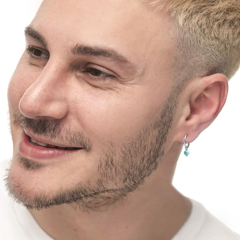 ORECCHINO A CERCHIO CON SFERA PENDENTE