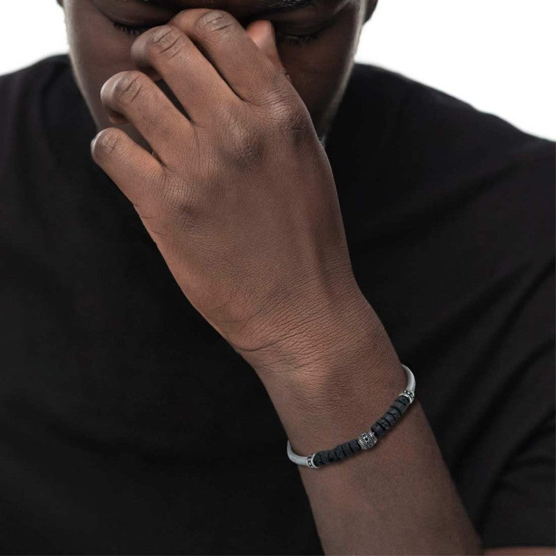 BRACCIALE CON CATENA SNAKE + PIETRA LAVICA
