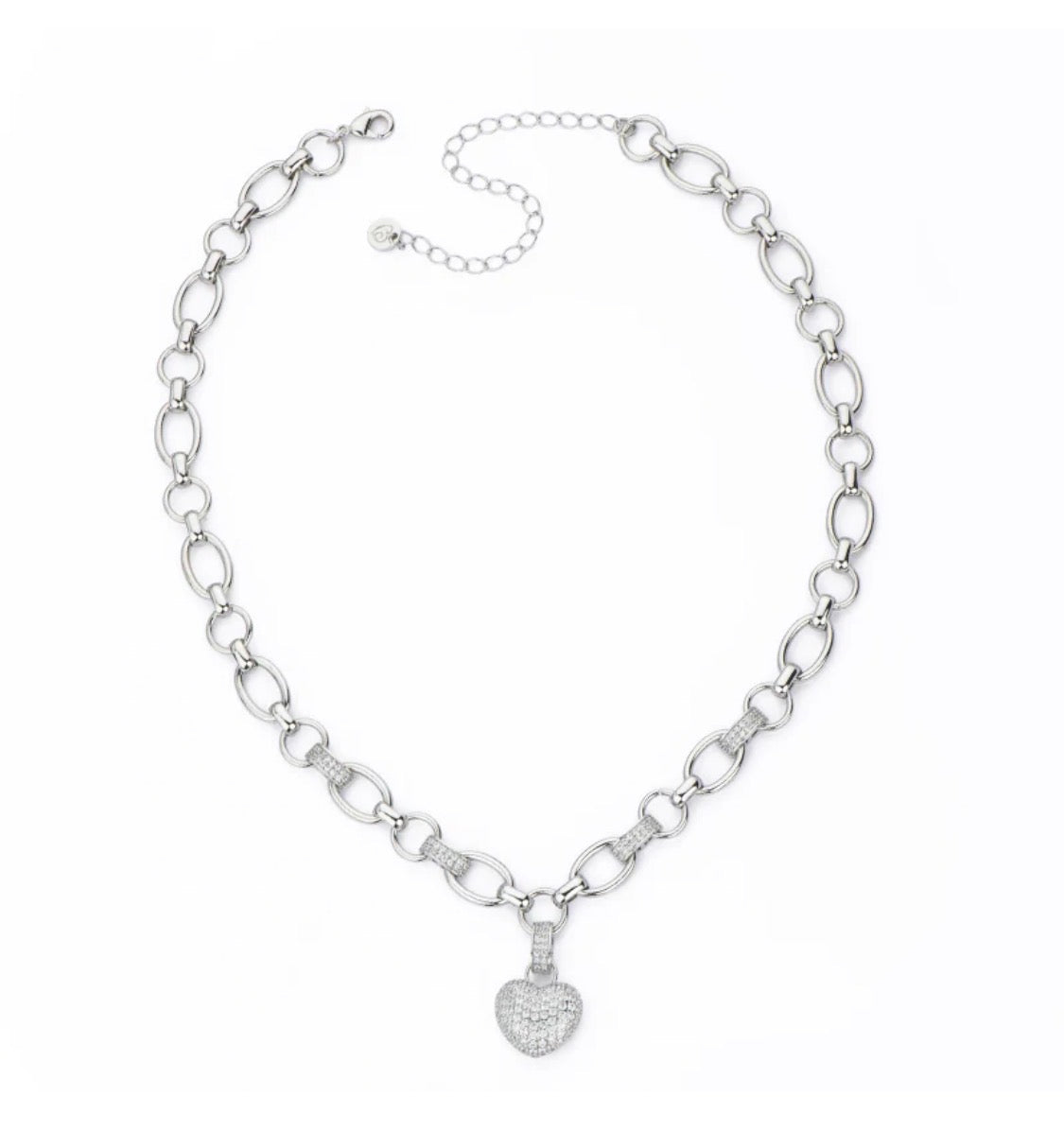 COLLANA CATENA CON CUORE PAVE ZIRCONI