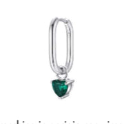 MONO ORECCHINO CERCHIO CON CUORE VERDE