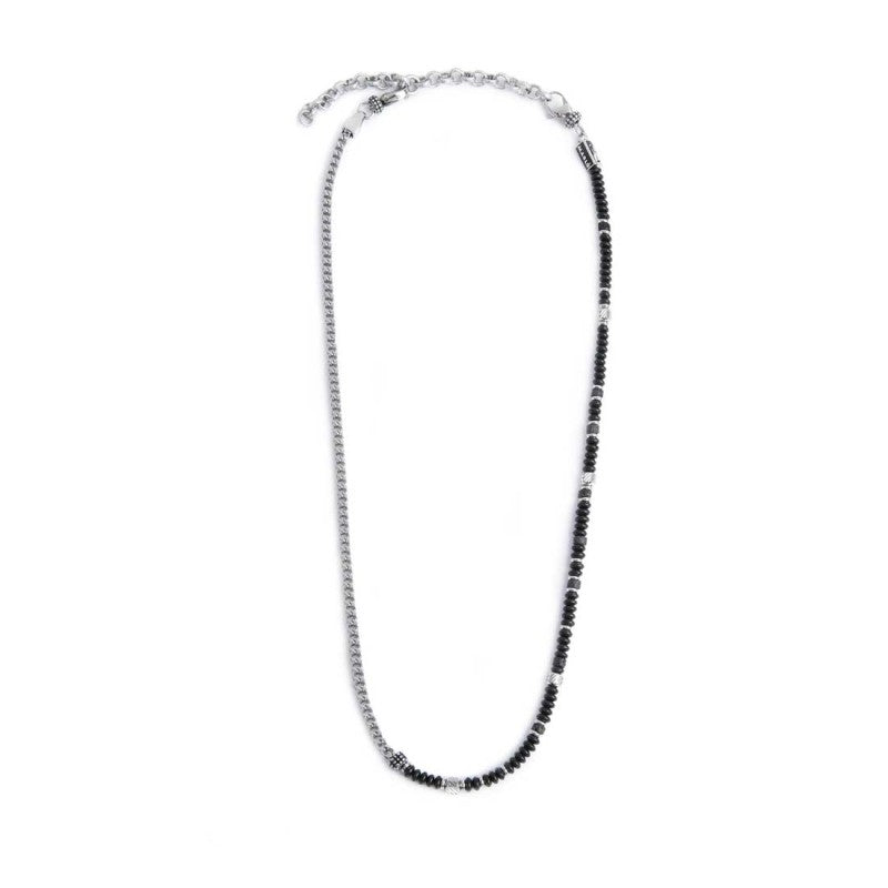 COLLANA ACCIAIO CON ONICE NERA E PIETRA LAVICA