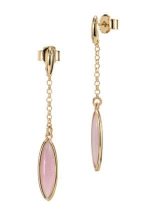 ORECCHINI PLACCATI IN ORO CON CRISTALLI ROSA