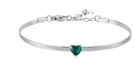 BRACCIALE CUORE VERDE CON MAGLIA PIATTA