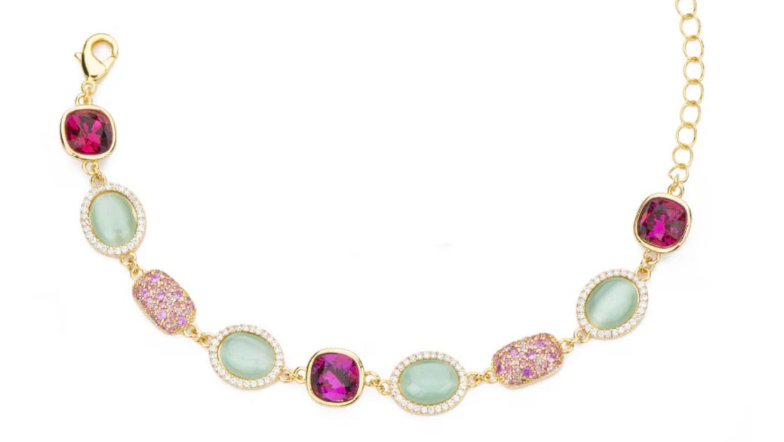 BRACCIALE BRASS DORATO CON PIETRE COLORATE