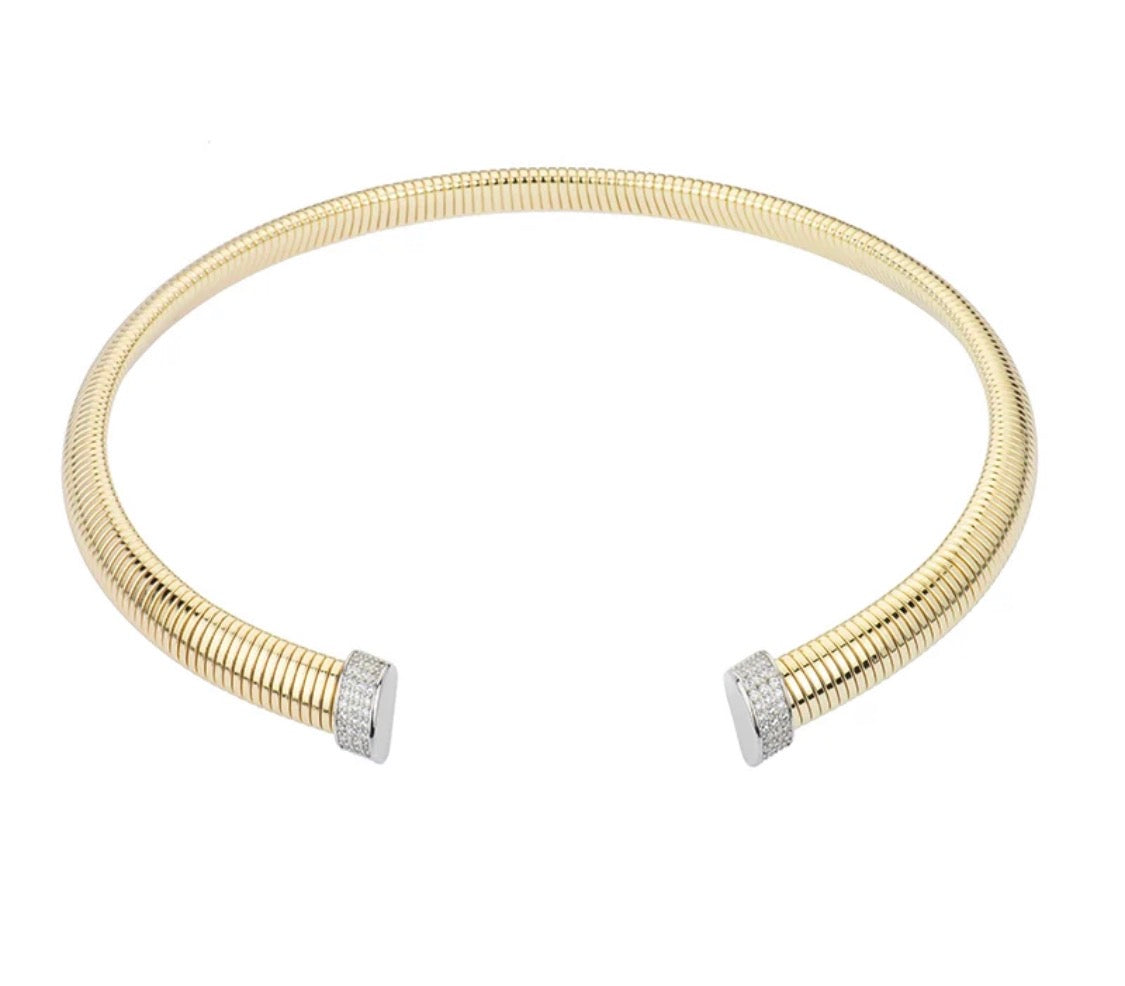 COLLANA RIGIDA DORATA CON ZIRCONI