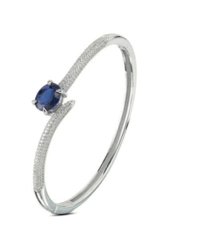 BRACCIALE RIGIDO ARGENTO PIETRA BLU