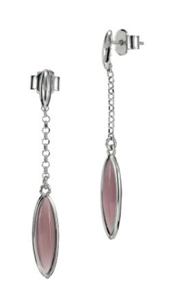 ORECCHINI CRISTALLI COLOR ROSA FORMA ALLUNGATA BRONZO