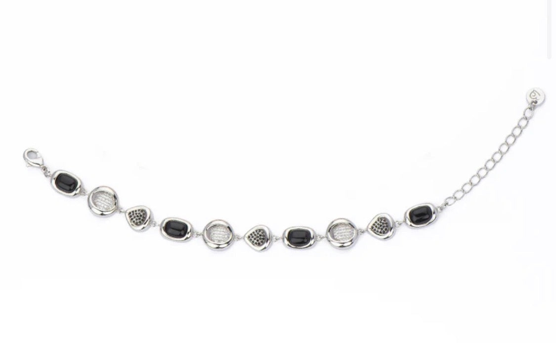 BRACCIALE ZIRCONI E PIETRE NERE