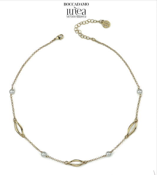 COLLANA PLACCATA ORO CON PERLE