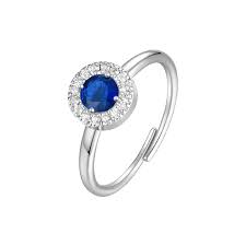 ANELLO DONNA IN ACCIAIO CON ELEMENTO CON ZIRCONI BLU E BIANCHI
