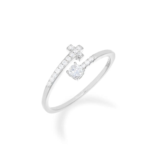 Anello Regolabile con Croce e Punto Luce