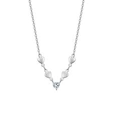 COLLANA DONNA IN ACCIAIO CON CUORI E ZIRCONI BIANCHI