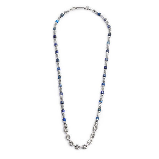 Collana con rondelle in sodalite ed elementi in ematite