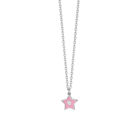 COLLANA BAMBINA IN ACCIAIO SMALTO ROSA