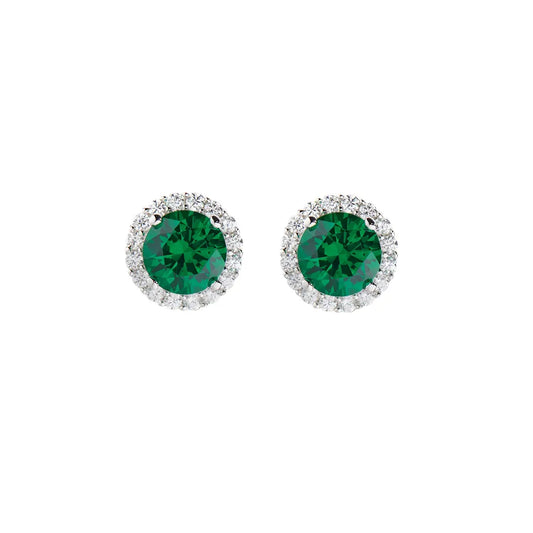 Orecchini Diamond con Zircone tondo Verde