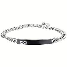 BRACCIALE UOMO IN ACCIAIO PIASTRA IP BLACK CON INFINITO
