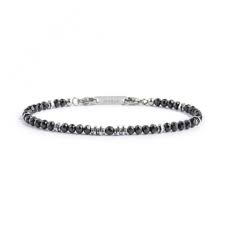 Bracciale agata nera ed ematite (NERO )