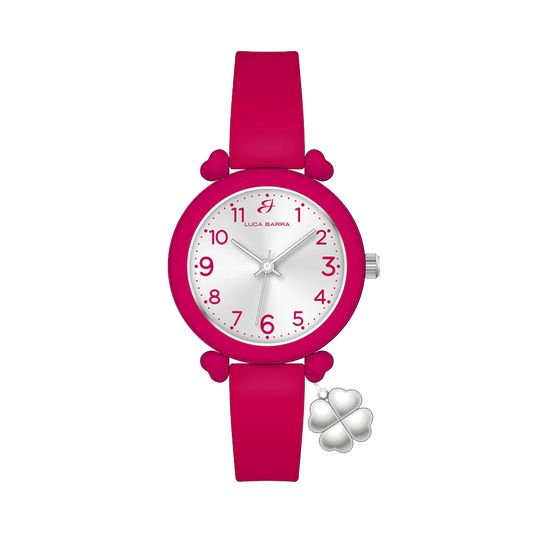 OROLOGIO DONNA FUCSIA CON CHARM QUADRIFOGLIO